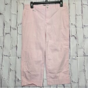 Lauren Active Ralph Lauren Pink White Gingham Capri Pants Size 8 Stretch Cropped